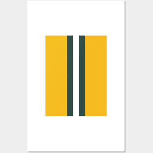 Retro American Football Stripes Green Bay Yellow, Green, White Posters and Art